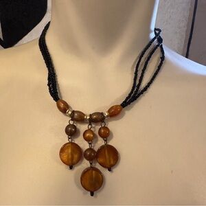 Elegant Black and Brown Beaded Necklace